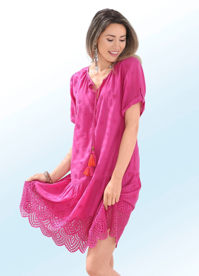 Kleid mit Lochstickerei, aus reiner Baumwolle 