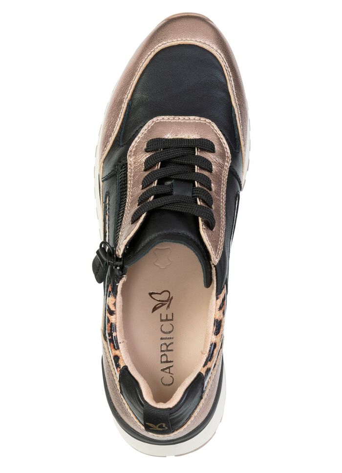 Caprice, trendige Damen-Sneaker, Weite G, mit herausnehmbarem Lederfussbett SCHWARZ-BRONZE