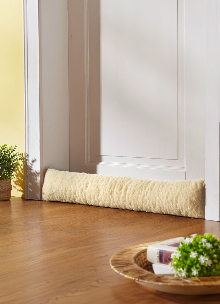 Zugluftstopper aus reiner Schurwolle NATUR