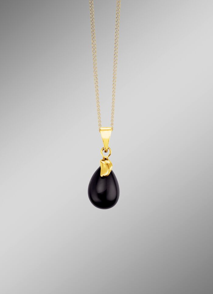 Exquisiter Anh&auml;nger aus Gold 375/- fein mit Onyx, beh. 