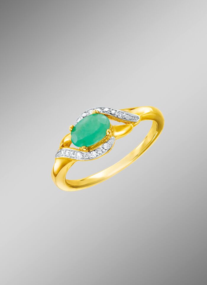 Damenring mit Smaragd und Diamanten 