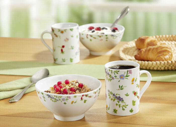 Porzellan-Geschirr Millefiori aus hochwertigem weissen Porzellan