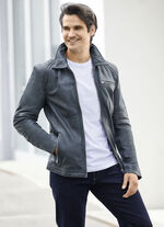 Lederkurzjacke mit Steh-Umlegekragen 