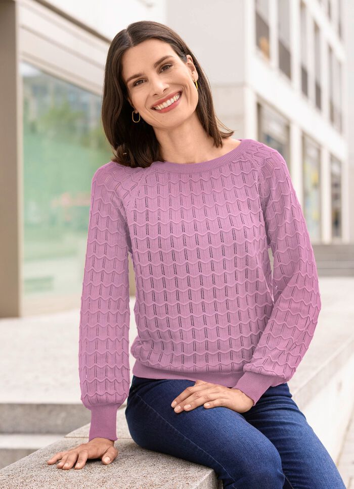 Pullover mit Raglan&auml;rmeln in leichter Ballonform 