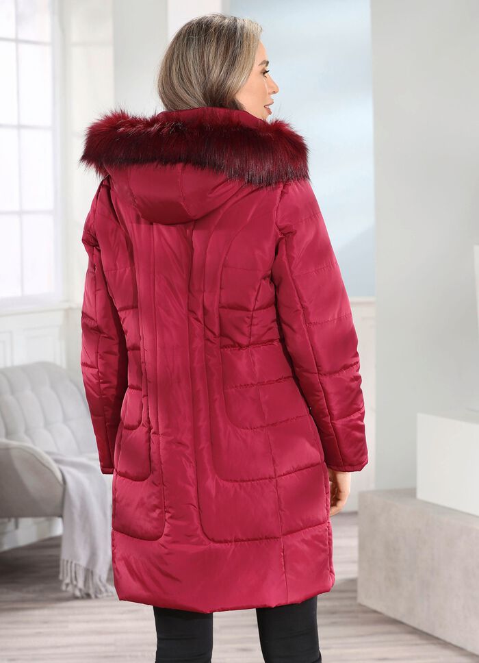 Kurzmantel mit 2-Wege-Rei&szlig;verschluss KARMINROT