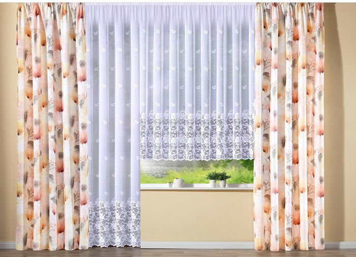 Floral gestalteter &Uuml;bervorhang mit Universalschienenband 