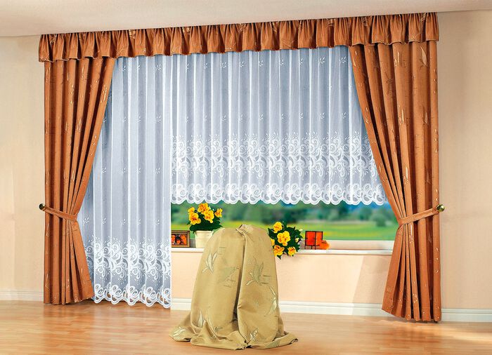 Herrlicher Querbehang mit Smokband BRAUN