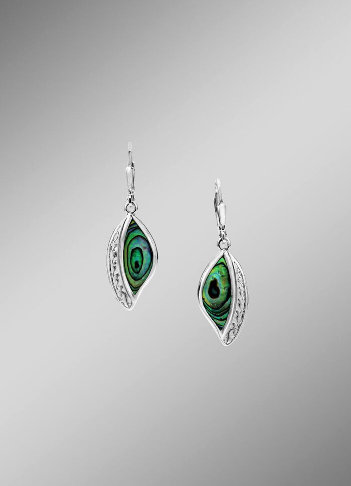 Elegane Ohrringe aus Silber mit echtem Abalone-Perlmutt 