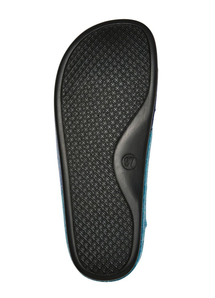 Laurina, klassische Damen-Hausschuhe, Weite H, mit anatomisch geformtem Fussbett BLAU-T&Uuml;RKIS