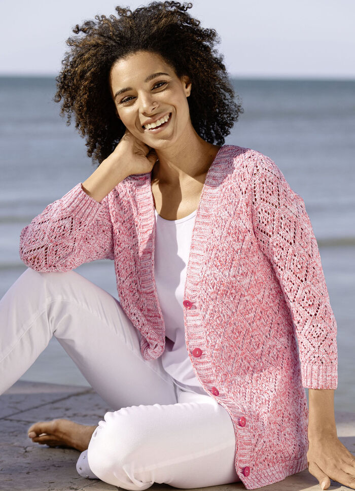 Strickjacke aus Melangegarn HUMMER-WEISS