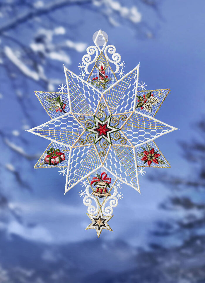 Fensterbild aus Plauener Spitze 