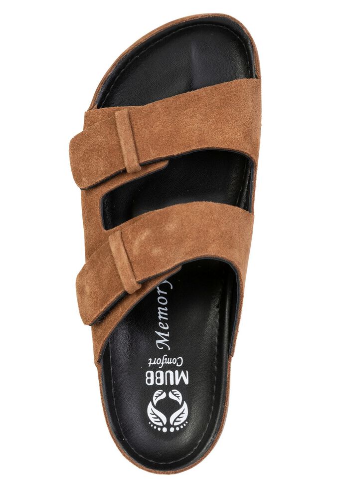 Mubb, klassische Herren-Pantoletten, Weite H, aus Leder 