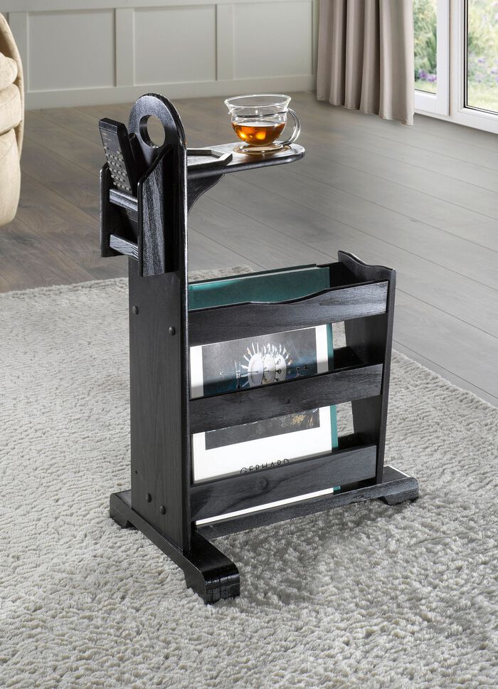 Beistelltisch aus massivem Kiefernholz SCHWARZ