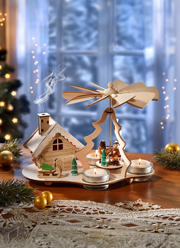 Tischpyramide mit R&auml;ucherhaus 