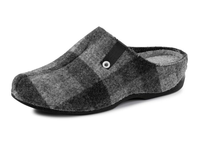 Laurina Pantoffel aus kariertem Textilmaterial GRAU