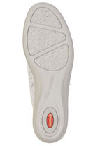 ELENA EDEN, komfortable Damen-Slipper, Weite G, mit herausnehmbarem Fussbett ECRU-SILBER