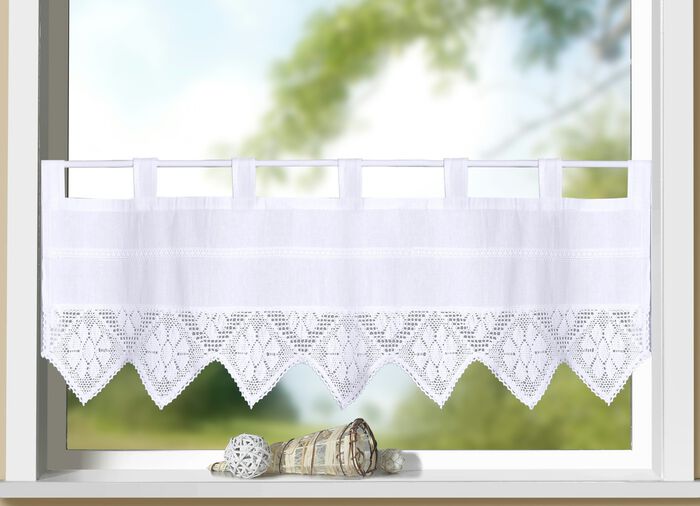 Kurzvorhang mit feinster H&auml;kelspitze 