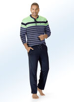 Hajo Klima Komfort Pyjama mit Knopfleiste, garngef&auml;rbtem Ringeldessin  