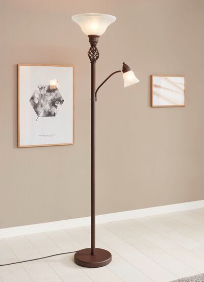 Stehlampe aus Metall mit Glasschirmen 