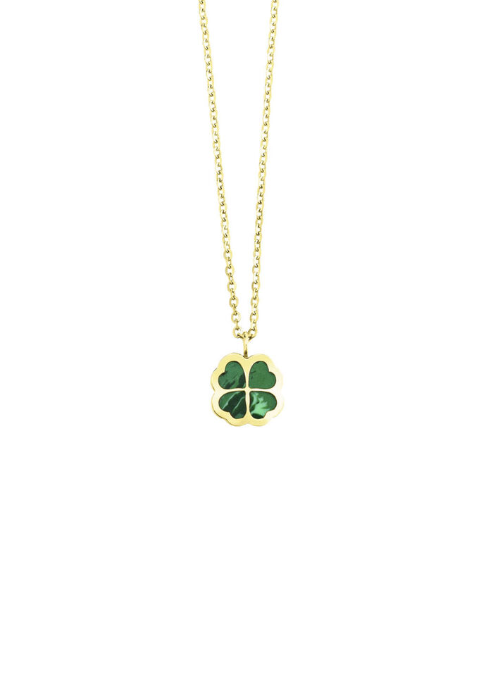Glücksbringer – Kleeblatt-Anhänger mit echtem Malachit 