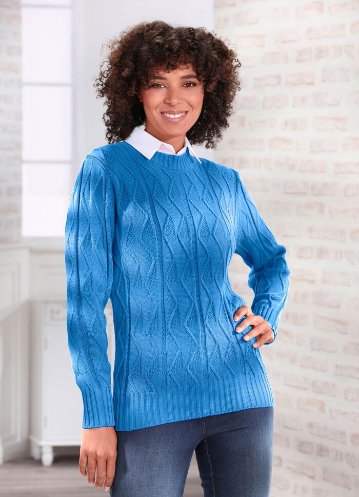 Pullover in Strukturmix AZURBLAU