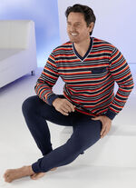 Pyjama mit V-Ausschnitt und Ringeldessin 