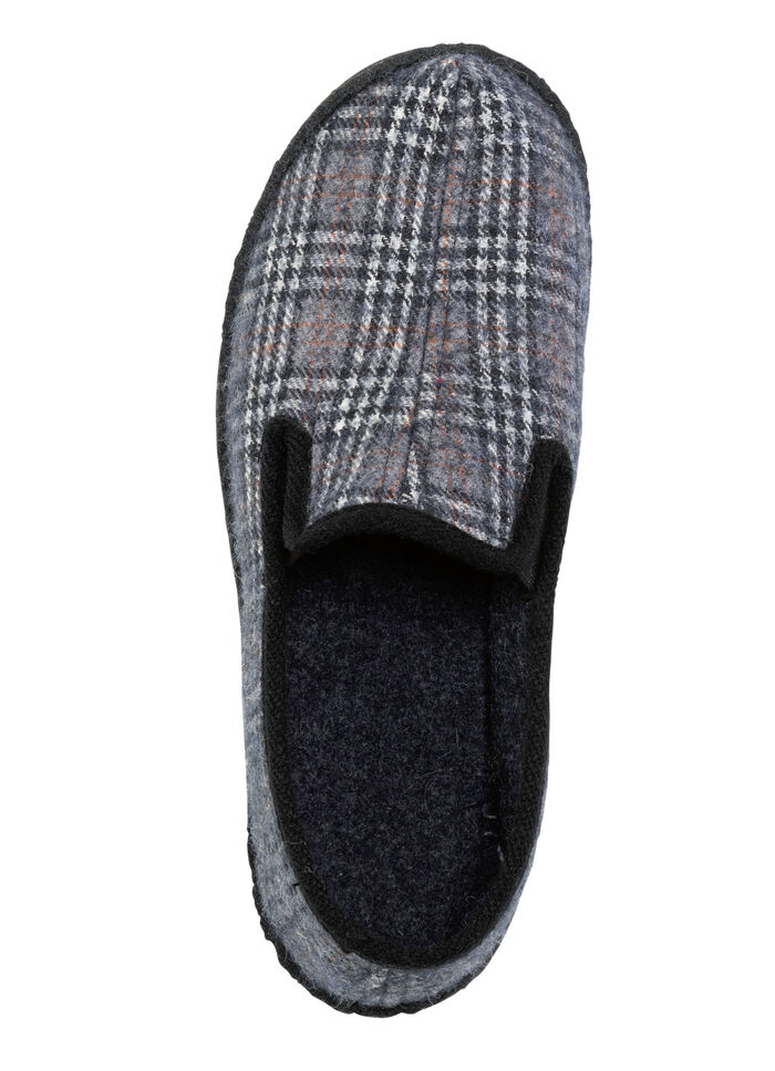Textil-Hausschuh mit anatomisch geformtem Fussbett BLAUGRAU-MULTICOLOR