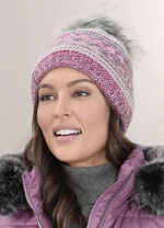 Interessante Damen-Mütze, mit Bommel ROSA