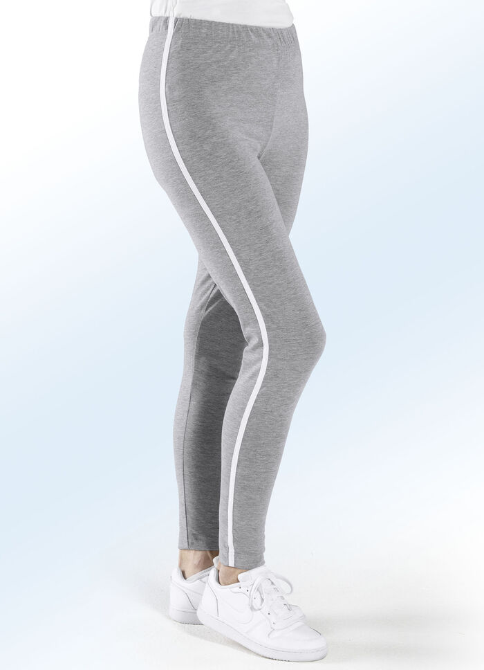 Leggings von «Delena» in 3 Farben GRAU MELIERT-WEISS