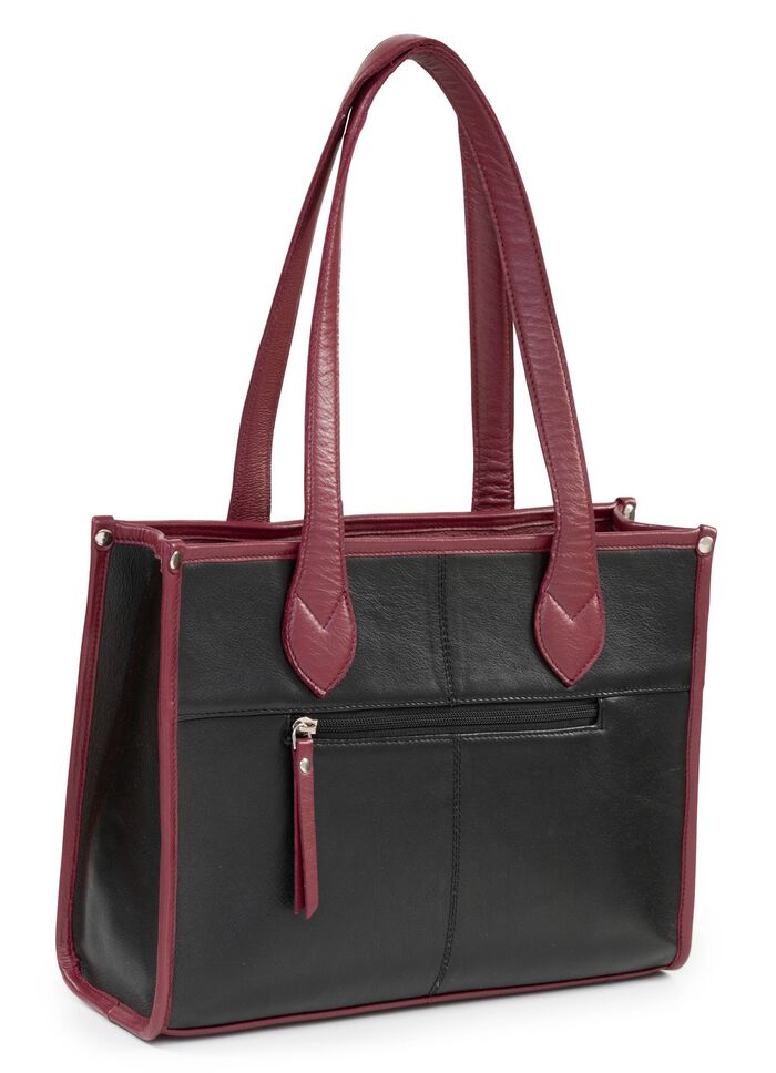 Laurina, Tasche, Damen, aus Leder SCHWARZ-BORDEAUX
