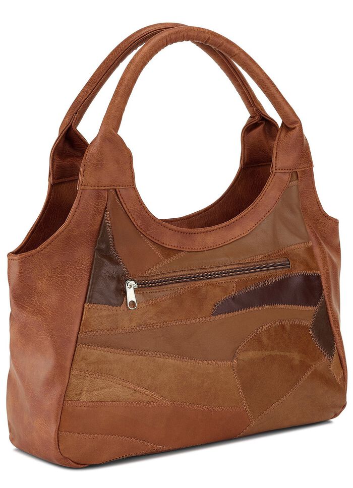 Patchwork-Tasche aus Nappaleder  COGNAC