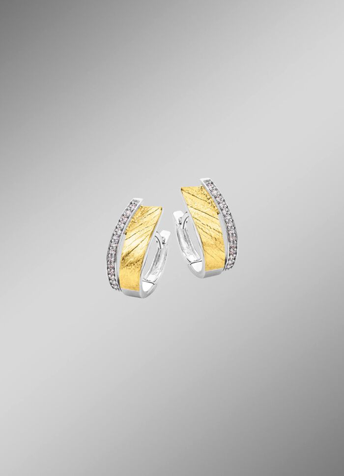 Klappcreolen in Bicolor mit synth. Zirkonia 