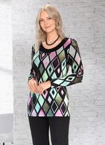 Ausdruckvolles Longshirt mit schwarzer Blende 