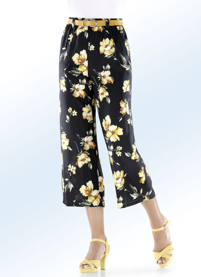 Culotte mit schöner Floral-Dessinierung SCHWARZ-GELB