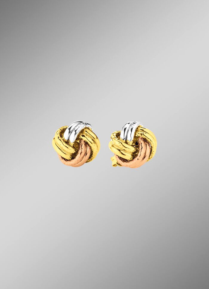 Ohrstecker in Knotenform, Tricolor 