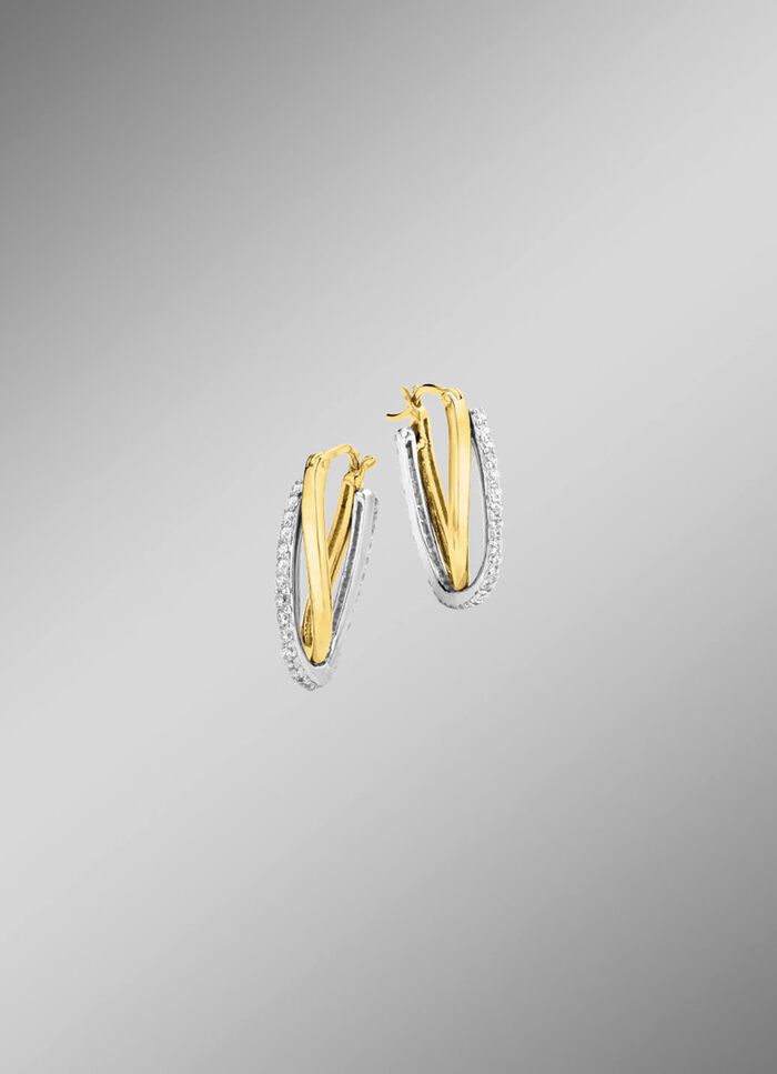 Creolen in Bicolor mit synth. Zirkonia 