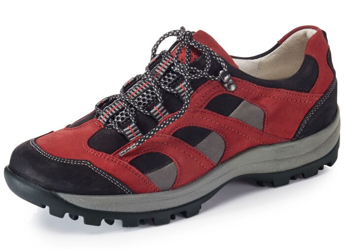 Waldl&auml;ufer, sportliche Damen-Schn&uuml;rschuhe, Weite H, mit herausnehmbarem Fussbett GRANATROT-SCHWARZ-GRAU