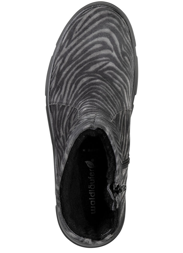 Waldläufer Stiefelette mit Zebra-Dessin SCHWARZ-GRAU