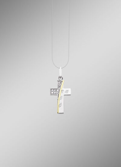 Beliebter Kreuz-Anhänger mit synth. Zirkonia 