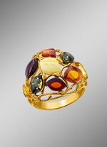 Damenring mit echt buntem Bernstein 