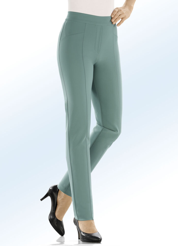 Hose mit hübschen Ziersteppungen JADEGRÜN