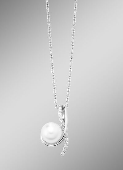 Anhänger mit Süsswasser-Zuchtperle und synth. Zirkonia 