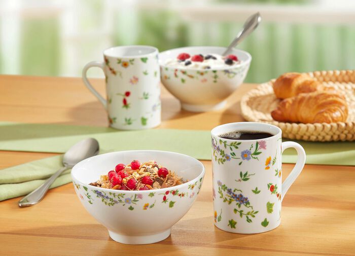 Porzellan-Geschirr Millefiori aus hochwertigem weissen Porzellan 