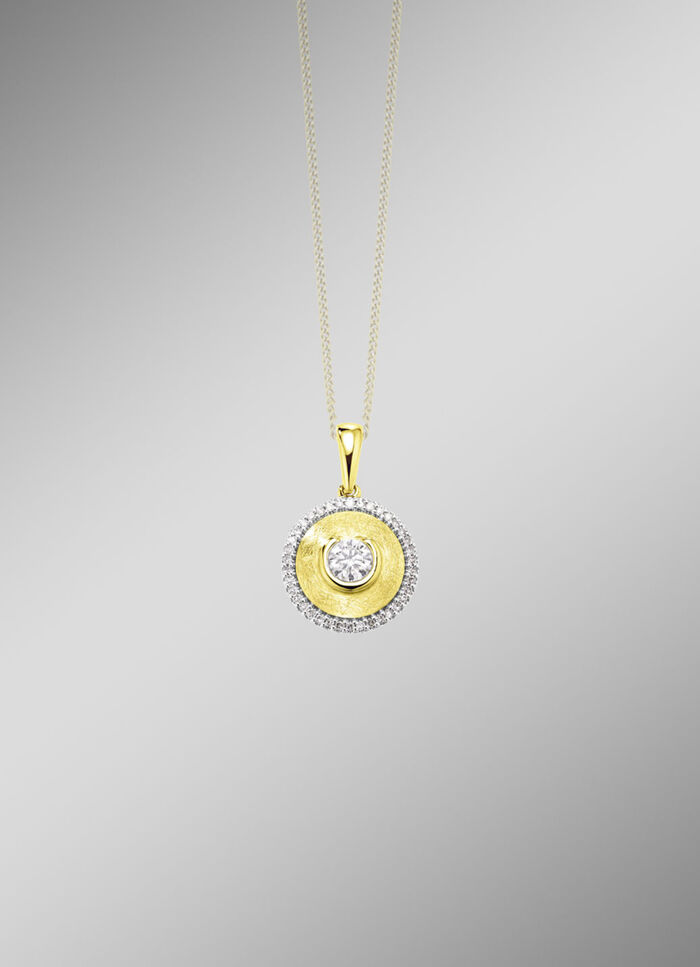 Stilvoller Anh&auml;nger mit Brillant und Diamanten 