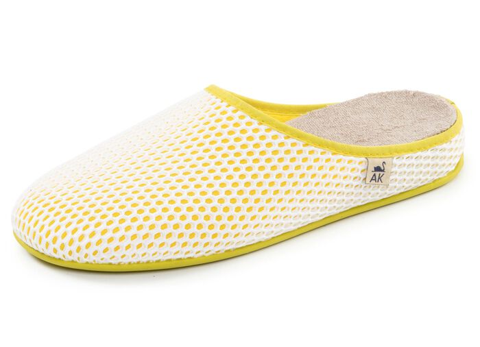 Bequeme Damen-Hausschuhe, Weite H, mit herausnehmbarem Fussbett GELB