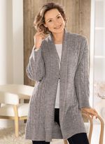 Long-Strickjacke mit Zopfmuster 