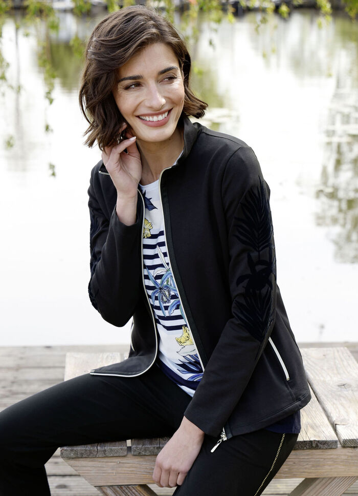 Sweatjacke mit floralem Druck