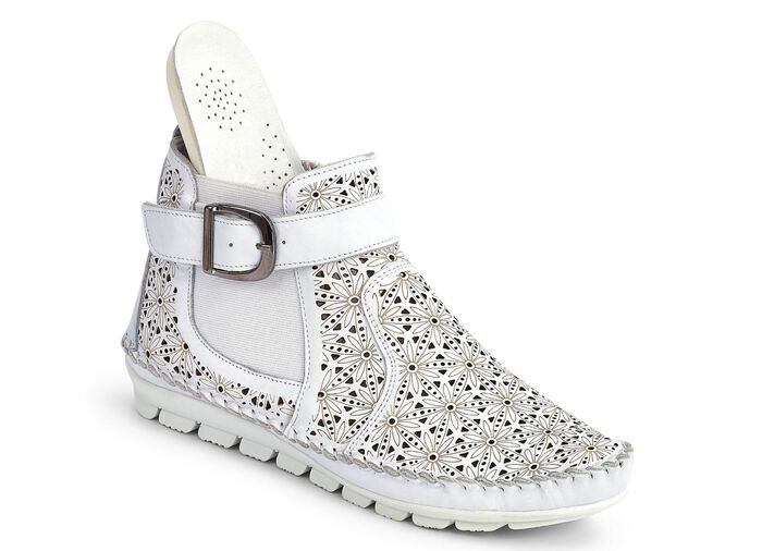 Gemini, sommerliche Damen-Stiefeletten, Weite G, mit herausnehmbarem Fussbett WEISS