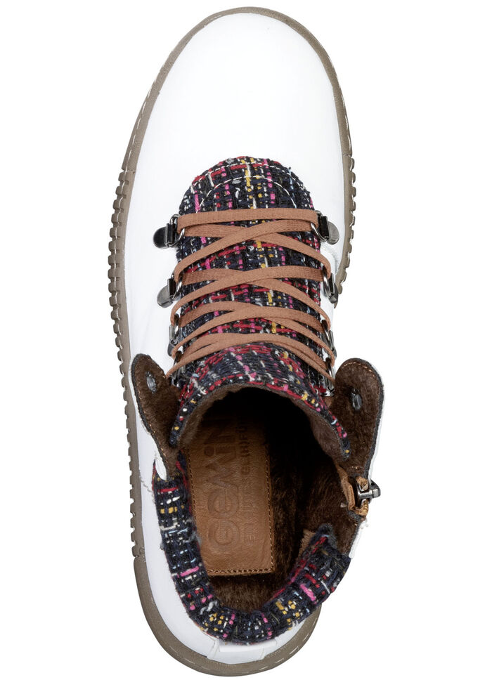 Gemini Schnür-Bootie mit buntem Textilmaterial WEISS