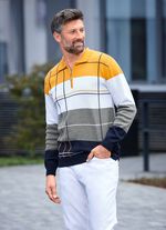 Polopullover mit Reissverschluss GELB-HELLGRAU-ANTHRAZIT